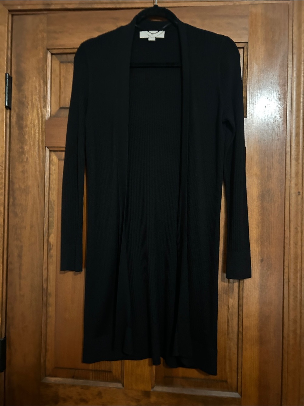 LOFT Black Open-Front Long Cardigan